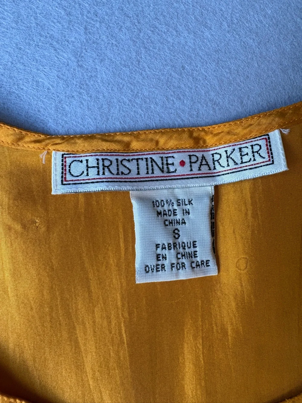 True Vintage 100% Silk Golden Mustard Sleeveless Christine Parker Tank Top sz S